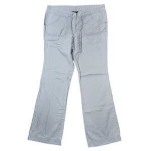 Cynthia Rowley Pants Womens 14 Blue Linen Blend Boot Cut Drawstring Waist Casual